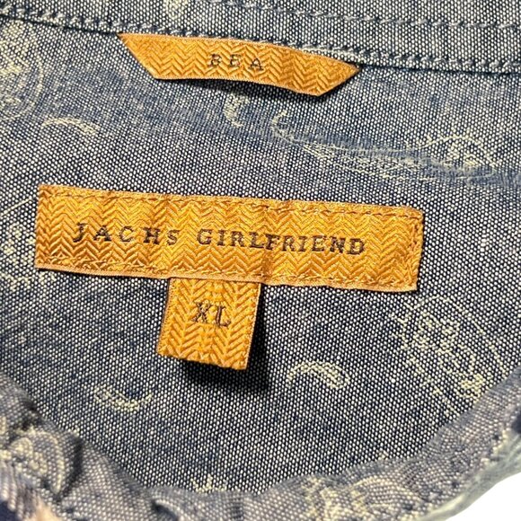 Bea Jachs Girlfriend Blue Gray Plaid Flannel Shirt Pearl Snap Buttons Western XL - Picture 7 of 13